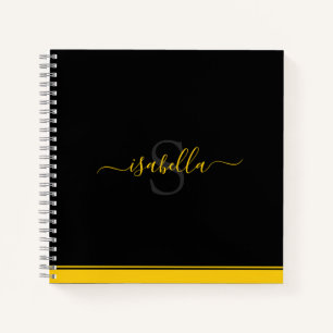 Cuaderno Guión inicial monogramado amarillo negro