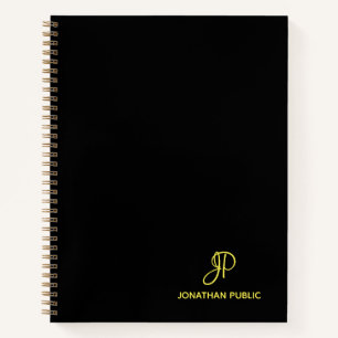 Cuaderno Guión mano Elegante Monograma dorado Nombre inicia