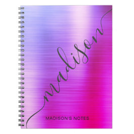 Cuaderno Guión Metalizado monograma rosa morado moderno