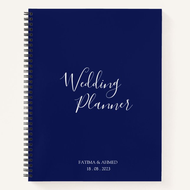 Cuaderno Guión mínimo moderno Planner de boda musulmana azu (Anverso)