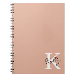Cuaderno Guión moderno de monograma rosa Rubor