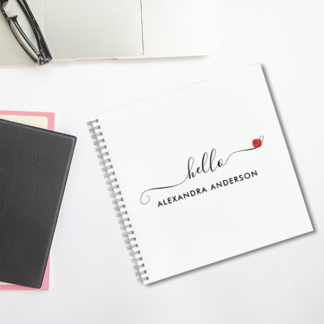 Cuaderno Guión moderno mínimo Hola Corazón (Minimal Modern Script Hello Heart Notebook)