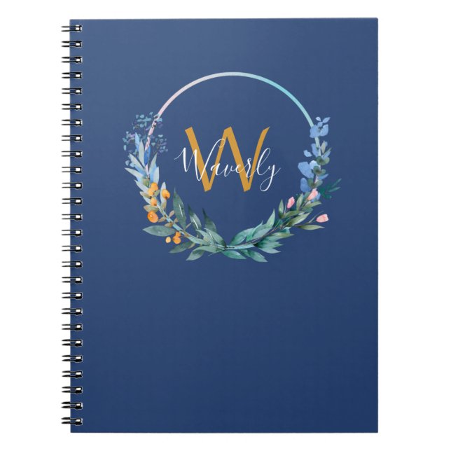 Cuaderno Guión moderno monograma azul (Frente)