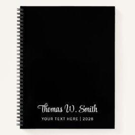 Cuaderno Guión moderno Monogramado Profesional Negro