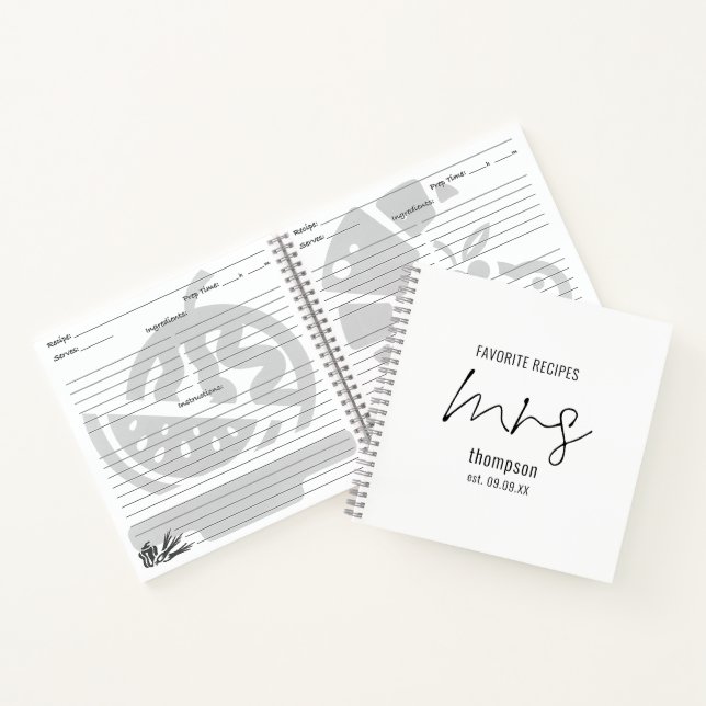 Cuaderno Guión moderno Sra. Nombre Fecha Novia para Ser Rec (Interior)