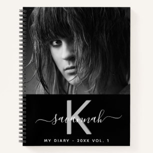 Cuaderno Guión monograma de fotografía en blanco negro y di