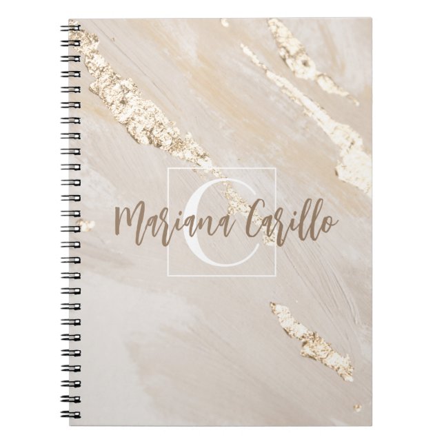 Cuaderno Guión monograma de mármol de Relieve metalizado do (Frente)