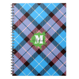 Cuaderno Guión monograma del Personalizado de Tartán azul r