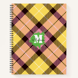 Cuaderno Guión monograma del Personalizado Tartán amarillo 