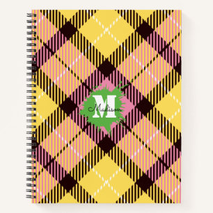 Cuaderno Guión monograma del Personalizado Tartán amarillo
