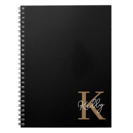 Cuaderno Guión monograma moderno de oro negro