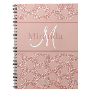 Cuaderno Guión monograma Purpurina rosa Girly Polka Punto