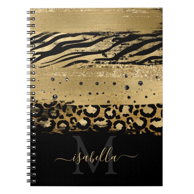 Cuaderno Guión Monogramado Fun Modern Gold Purpurina (Frente)