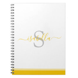 Cuaderno Guión monogramado inicial elegante amarillo