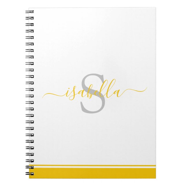Cuaderno Guión monogramado inicial elegante amarillo (Frente)