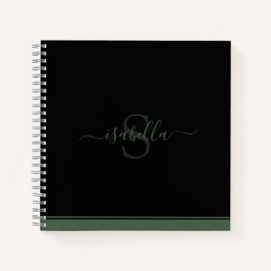 Cuaderno Guión monogramado inicial elegante Evergreen