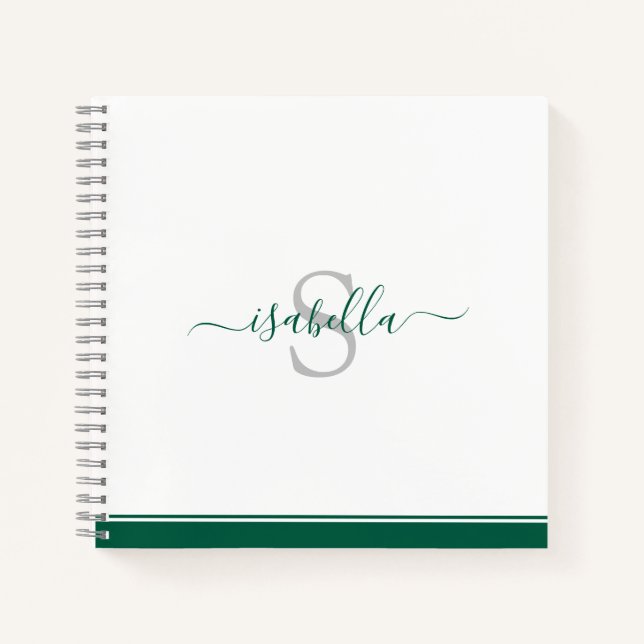 Cuaderno Guión monogramado verde esmeralda (Anverso)