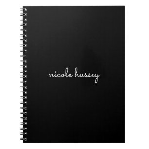 Cuaderno Guión negro Elegante Monograma Minimalista moder