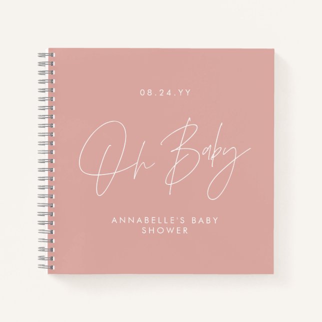 Cuaderno Guión para la ducha de bebé huésped moderno subió  (Anverso)