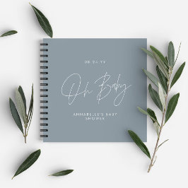 Cuaderno Guión para la ducha de bebé invitado azul polvorie