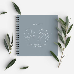 Cuaderno Guión para la ducha de bebé invitado azul polvorie
