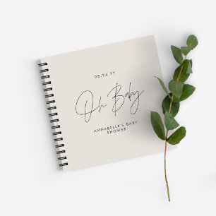 Cuaderno Guión para la ducha de bebé invitado de crema natu