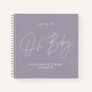 Cuaderno Guión para la ducha de bebé invitado lilac violeta