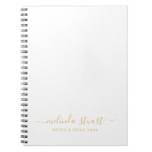 Cuaderno Guión profesional moderno blanco y oro