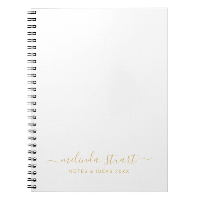 Cuaderno Guión profesional moderno blanco y oro (Frente)