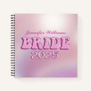 Cuaderno Guión rosa retro de novia 2025 personalizado