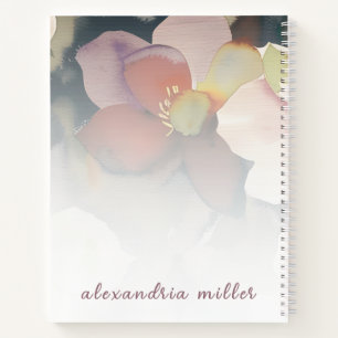 Cuaderno Guión rosa Rosa floral de color de agua de mano iz