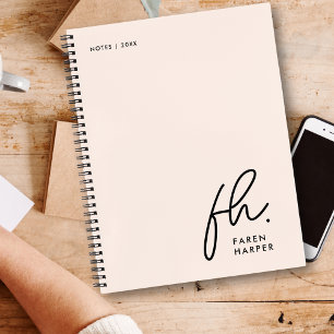 Cuaderno Guión simple monograma Rubor rosa personalizado