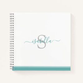 Cuaderno Guión Verde azulado monogramado