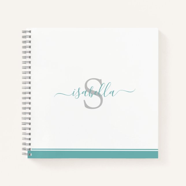 Cuaderno Guión Verde azulado monogramado (Anverso)