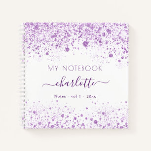 Cuaderno Guión violeta de nombre púrpura de polvo de purpur