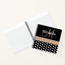 Cuaderno Guiones de monograma amarillo blanco negro puntos 