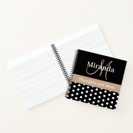 Cuaderno Guiones de monograma amarillo blanco negro puntos 