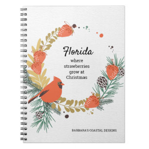 Cuaderno Guirnalda de Navidad de Fresas Cardinal Rojo