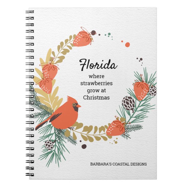 Cuaderno Guirnalda de Navidad de Fresas Cardinal Rojo (Frente)