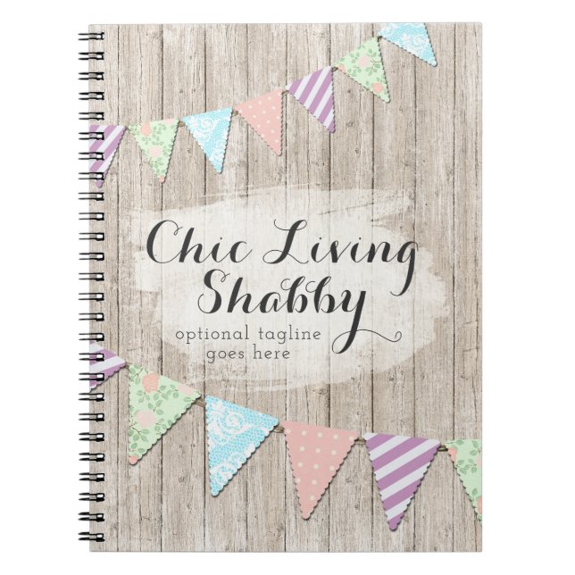 Cuaderno Guirnalda de País Shabby Chic en Madera Rústica Pi (Frente)