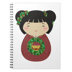 Cuaderno Guirnalda del navidad de Kokeshi