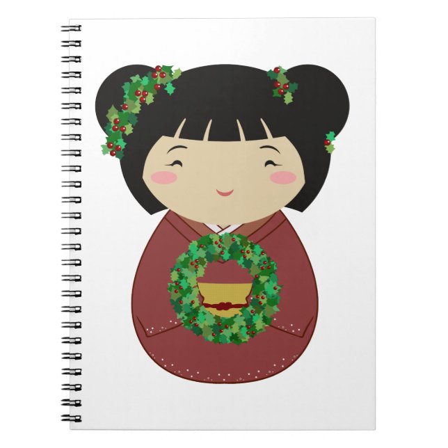 Cuaderno Guirnalda del navidad de Kokeshi (Frente)