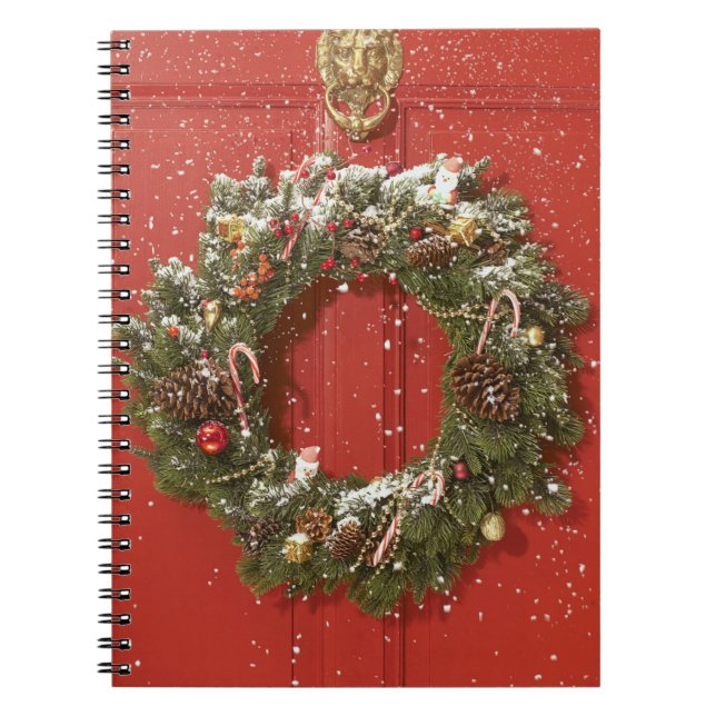 Cuaderno Guirnalda del navidad que cuelga en una puerta (Frente)