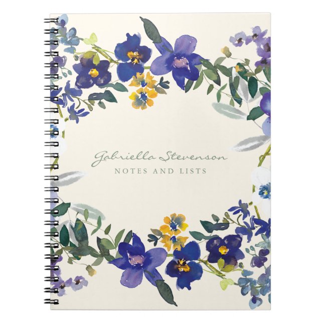 Cuaderno Guirnalda floral de orquídeas púrpura elegante per (Frente)