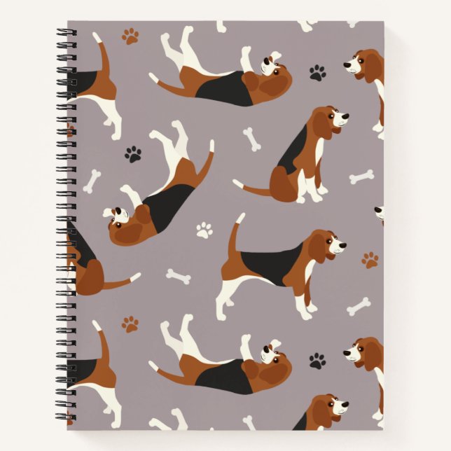 Cuaderno Guirnaldas de Beagles y hueso Gris (Anverso)
