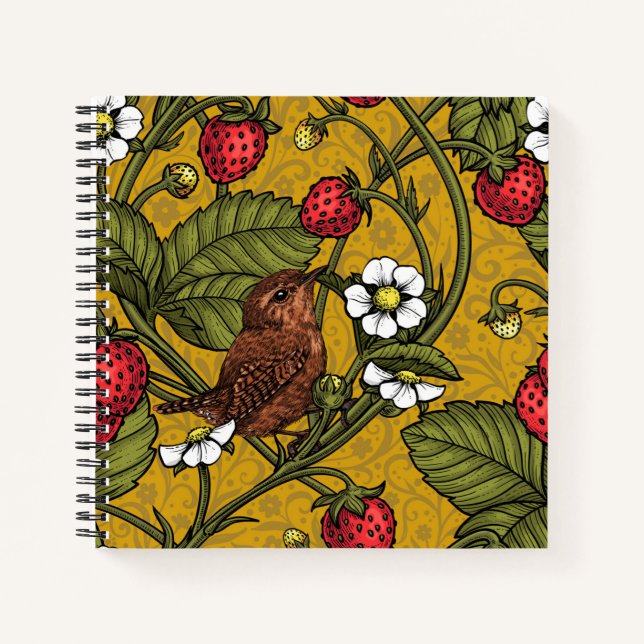 Cuaderno Guirnaldas y fresas en mostaza (Anverso)