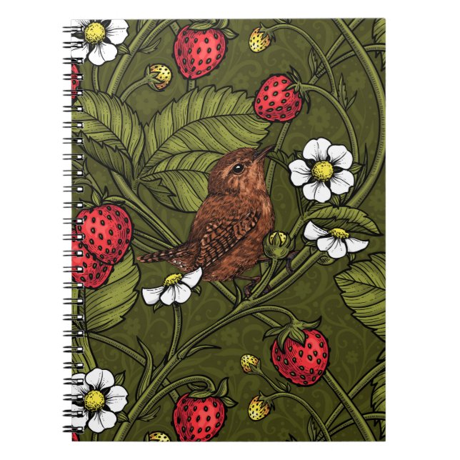 Cuaderno Guirnaldas y fresas en verde oscuro (Frente)