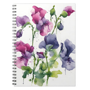 Cuaderno Guisante de olor - Flores de acuarela