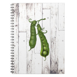 Cuaderno Guisantes verdes guisante blanco madera rústica co