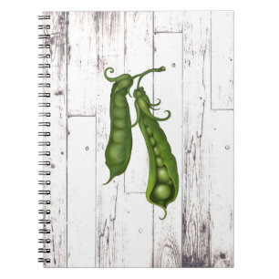 Cuaderno Guisantes verdes guisante blanco madera rústica co